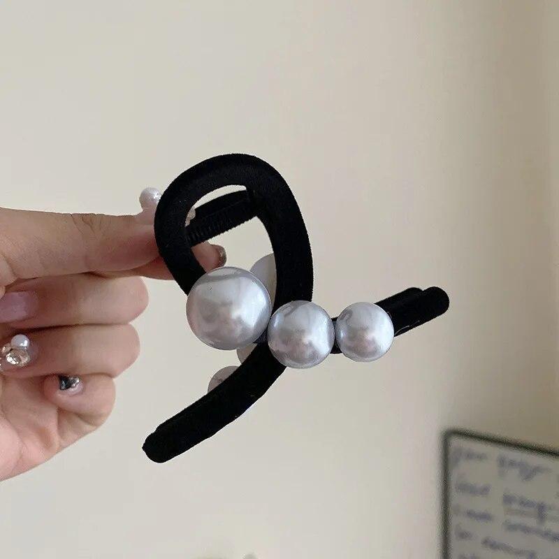 Retro Flocking Star Hair Claw Clip Female Vintage Large Plate Hairpins Barrettes Shark Clip Headdress For Women Hair Accessories