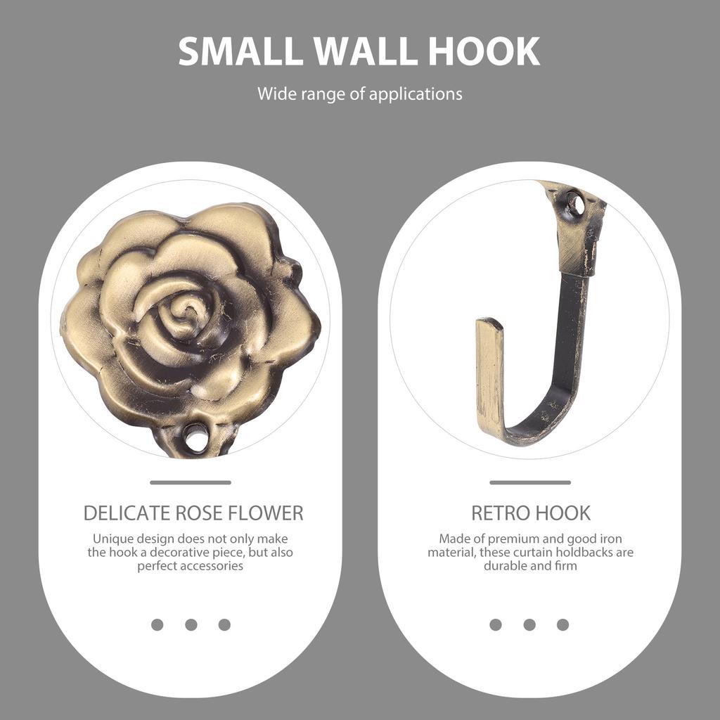 4set Curtain Hooks Holdbacks Decorative Bronze Rose Wall Hangers Retro Tiebacks for Drapes Bedroom Bathroom Accessories