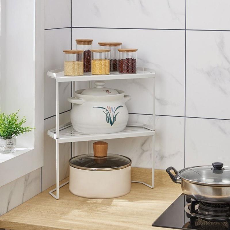 Modulars Stackable Shelf Corner Design Carbon Steel Corner Shelf Suitable for Flexible Organization in Bathroom Kitchen