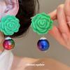 Stylish Resin Flower Pearl Earrings: High-End Silver Needle Holiday Jewelry