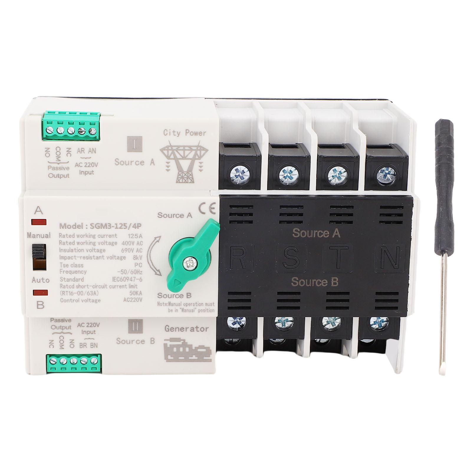 

Автоматичний перемикач живлення 4P 400V 125A Перемикач для генератора для торгового центру