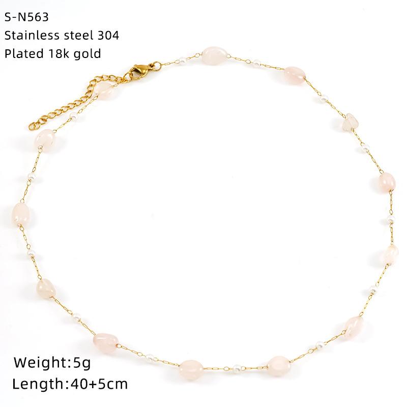 Halskette aus Edelstahl mit glasierten Perlen und Kristallen, süße türkisfarbene Natursteinkette, Persönlichkeit, hochwertige Schlüsselbeinkette