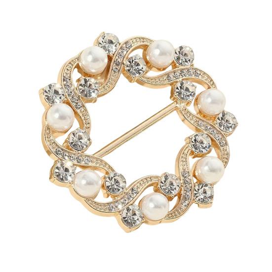 Rhinestone Scarf Ring Artificial Pearl Silk Scarf Clip Elegant Scarf Holder Ring for Women