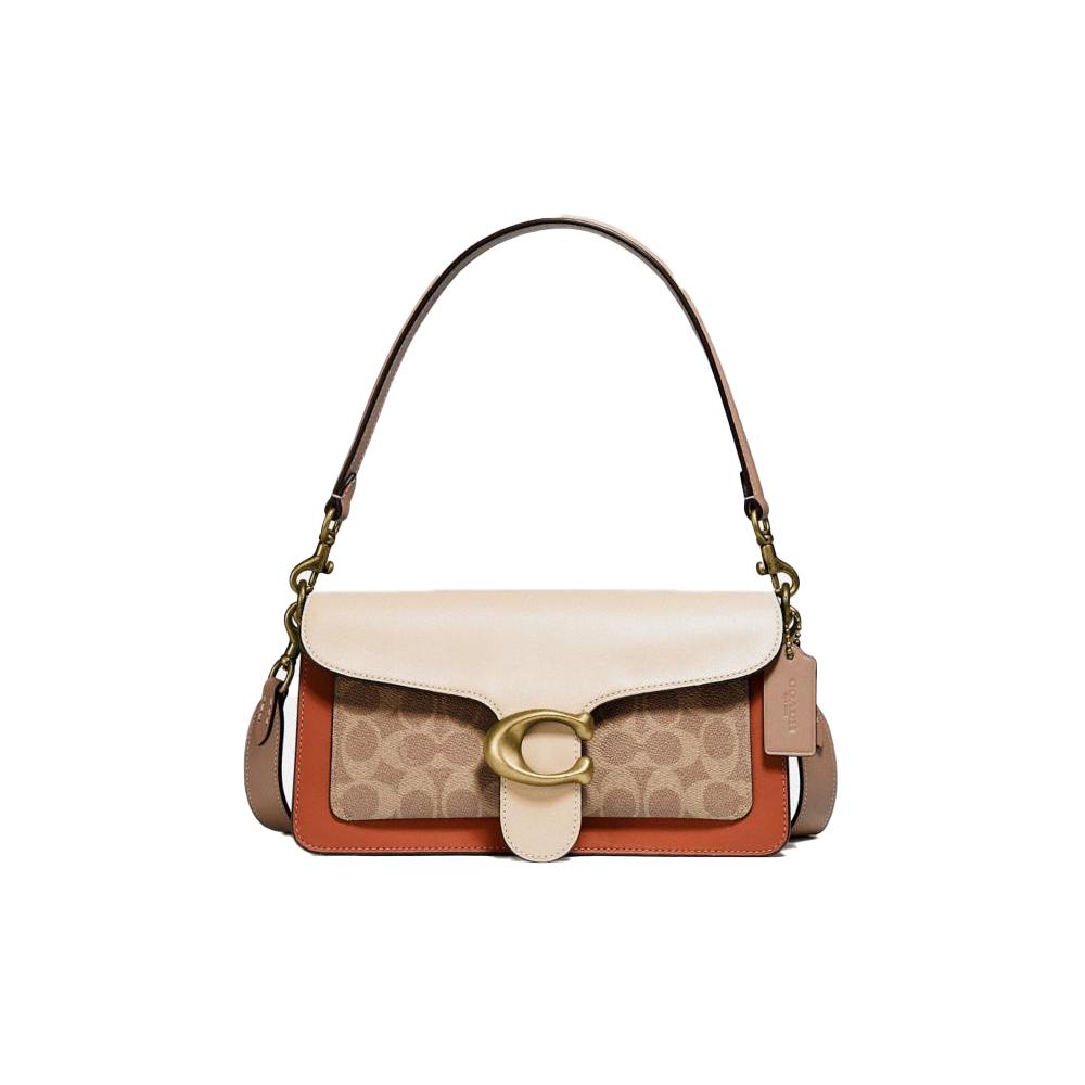 New COACH Tabby Leather God Of Wine Bag, Handbag, Crossbody Bag, Shoulder Bag Medium Size Women's Brass & Tea Brown & Ivory 91215-B4SBI
