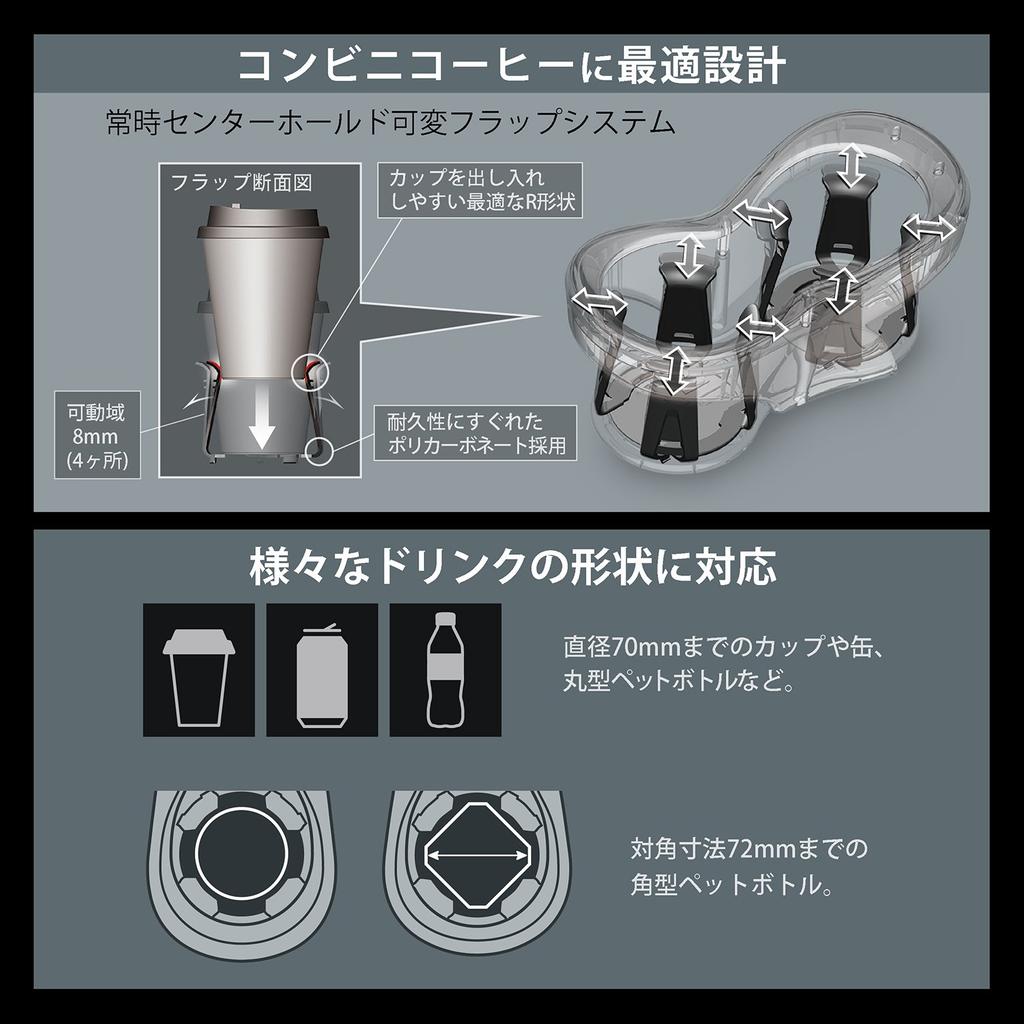 CARMATE Car Drink Holder QuattroX Twin Cup Holder Plated DZ412 Carbon-look