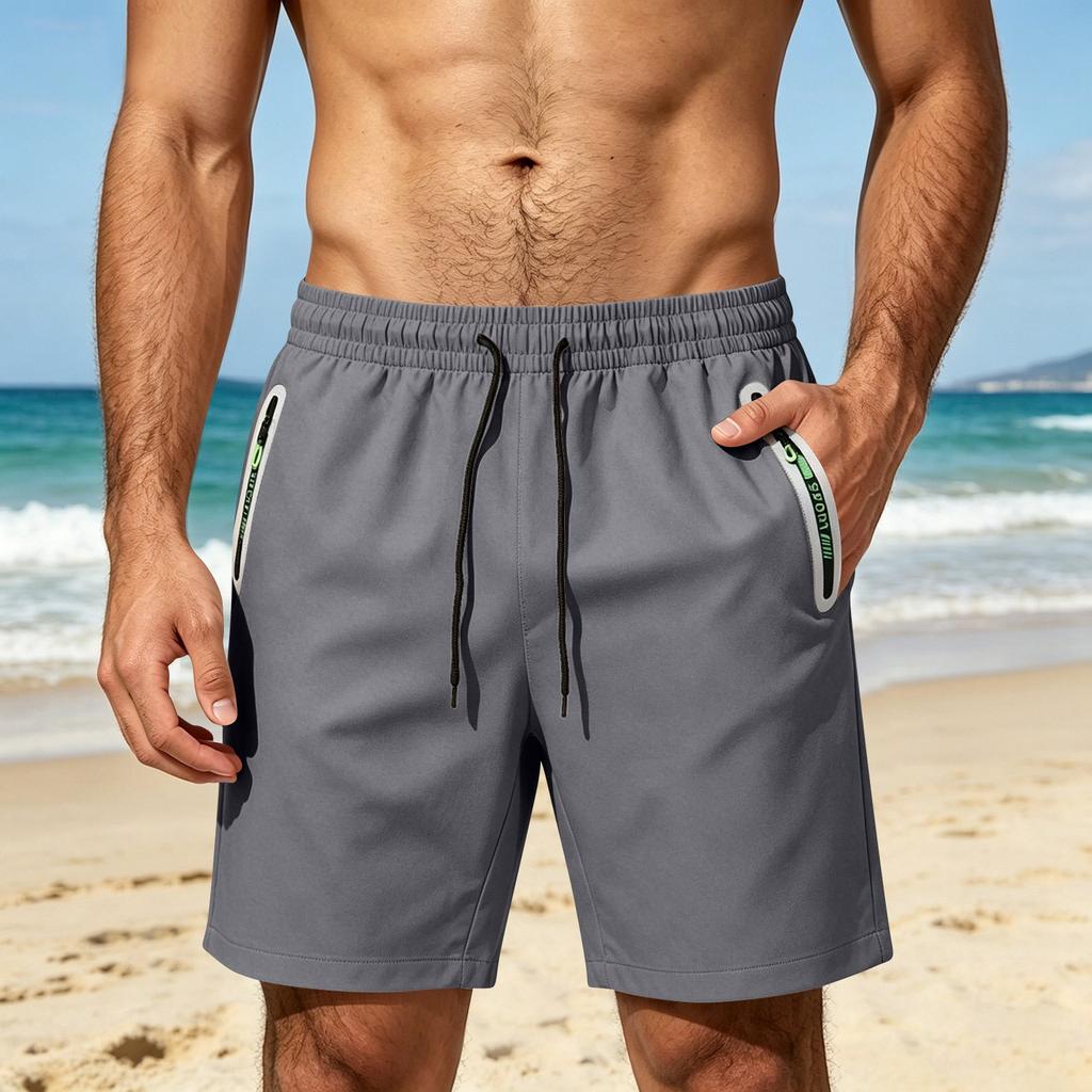 Men's Lightweight Breathable Quick Dry Shorts Loose Fit Elastic Waist Five Inch Length Straight Leg Casual Sportswear