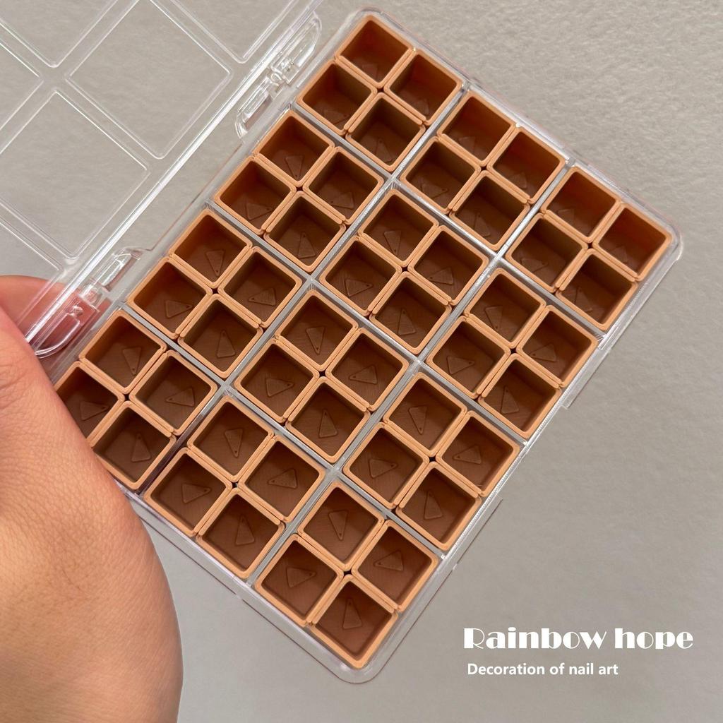Macaron Pastel Non-Cross-Grid Small Nail Art Storage Box - Practical & Portable with Separate Compartments