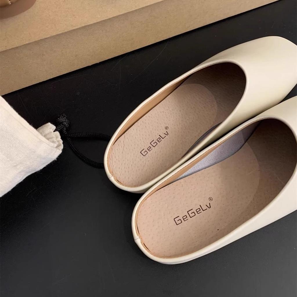 Grape Mother of the Same Style~ Retro Round Head Bag Head Half Slippers Women's 2025 Spring and Autumn Lazy Bag Head Flat Bottom Muller Slippers