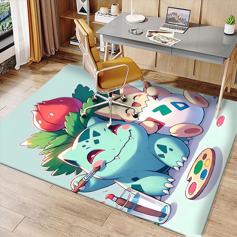 Pokémon Bulbasaur Printed Absorbent Washable Carpet, Non-Slip Bathroom Mats, Kitchen Rugs, Yoga Mat,Living Room Entrance, Camping Picnic Rugs