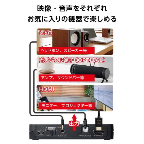 Elecom HDMI Audio Separator Audio Separator Optical Digital Analog 4K60Hz Audio Compatible with PS4/PS5/Switch HDMI2.0 [Easily Enjoy the Audio of Game