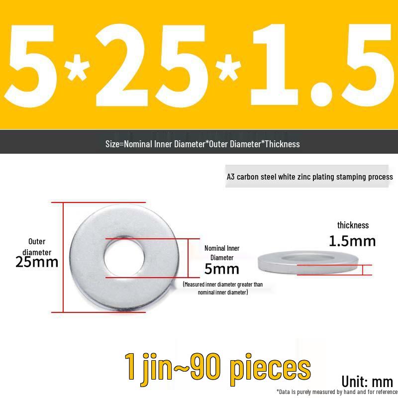 Extra Large Galvanized Metal Flat Washer - Thickened Round Screw Washer M6-M16