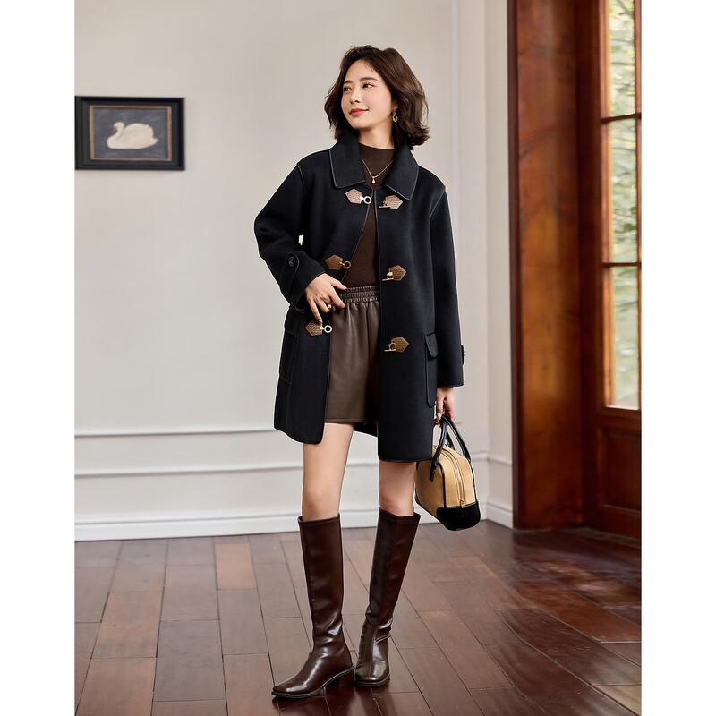 Demana Women's Loose-Fit Double-Sided Wool Blend Coat