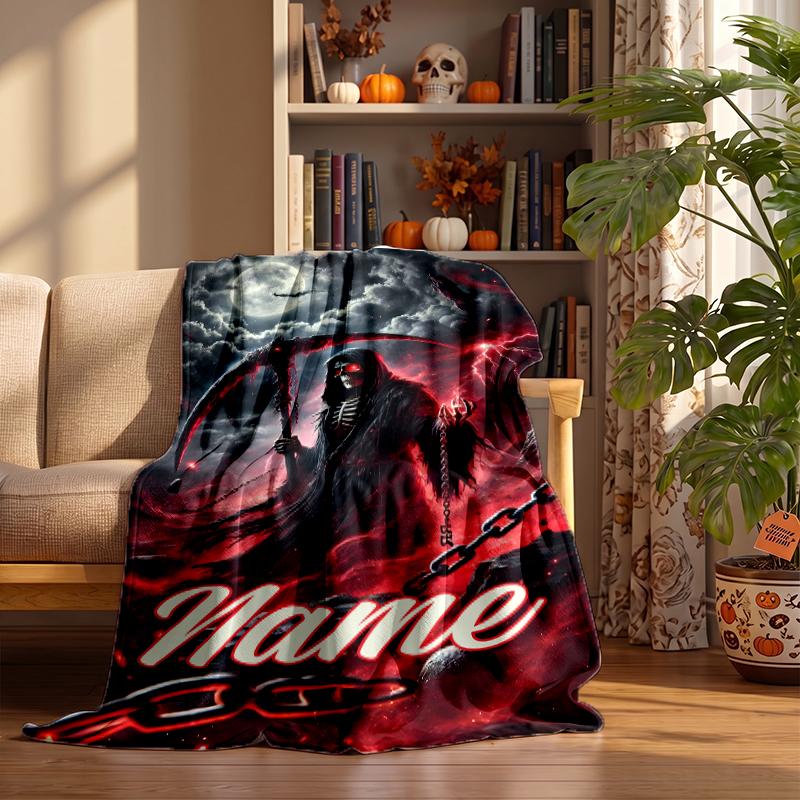 Dark Gothic Custom Flannel Blankets Soft Warm Cozy Throws for Home Decor Holiday Gifts