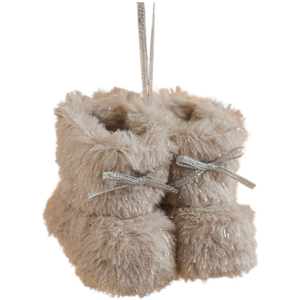 Miniature Christmas Boots Ornaments Set Plush Design for Tree Hanging Small Boot Shape Lightweight Holiday Seasonal Decor