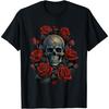 Figured Rose Skeleton Skull Hand Red Flower Rose T-Shirt, Novelty Tee Cute Tshirt