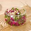 Doppelwandige Glasschale mit echten gepressten Blumen Hitzebeständig Kältebeständig Transparent Lebensmittelschale für Salat Dessert Servieren Niedliche Heimküchendekoration