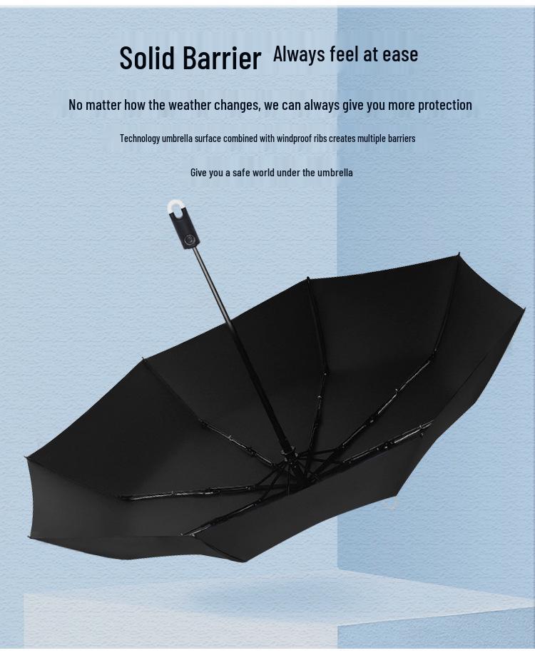 Three-Fold Automatic Donut Hook Umbrella: UV Protection, Sunshade & Rain Shield