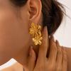 Tarnish Free Vintage Gold Color Stainless Steel Drop Earrings Metal Waterproof Statement Stylish Gold Color Exaggerated