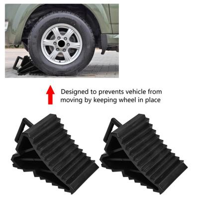 2Pcs Wheel Chock Universal Anti-slip Black Rubber Tire Stopper for Car