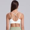 Solid Color Tight Double Sided Nylon Cross Back Sports Underwear Running Sports Fitness Yoga Wear Bra Women