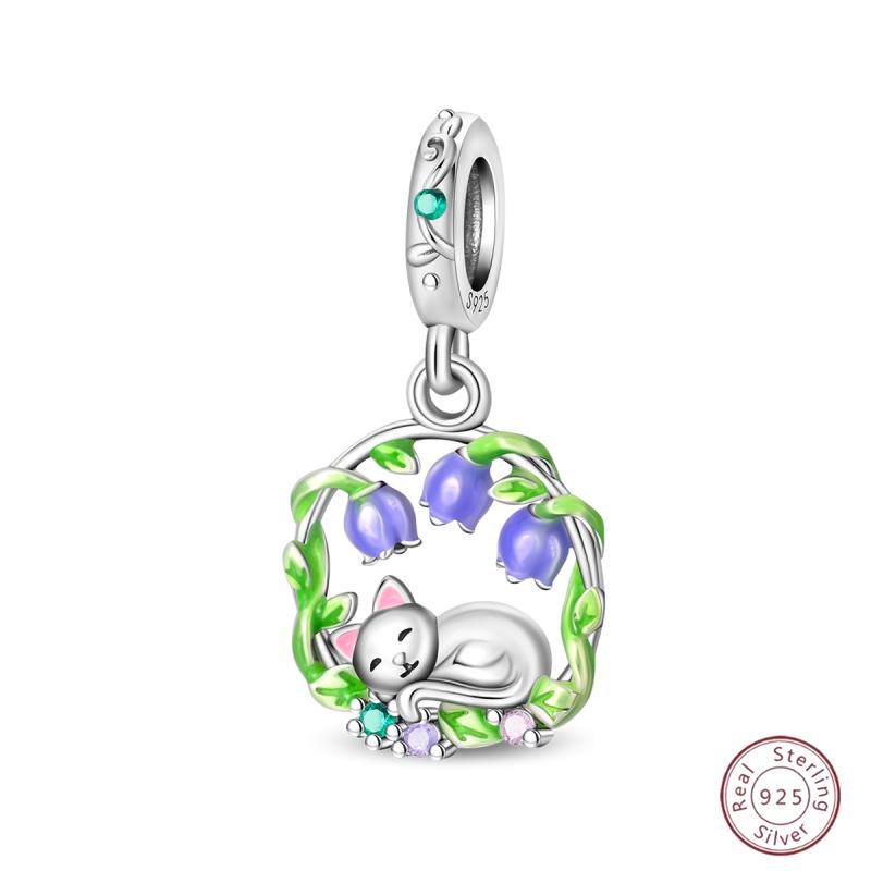 Copper Firefly Cute Cats And Dogs Beaded Pendant Suitable For Original Charms Bracelet Diy Exquisite Women Jewelry