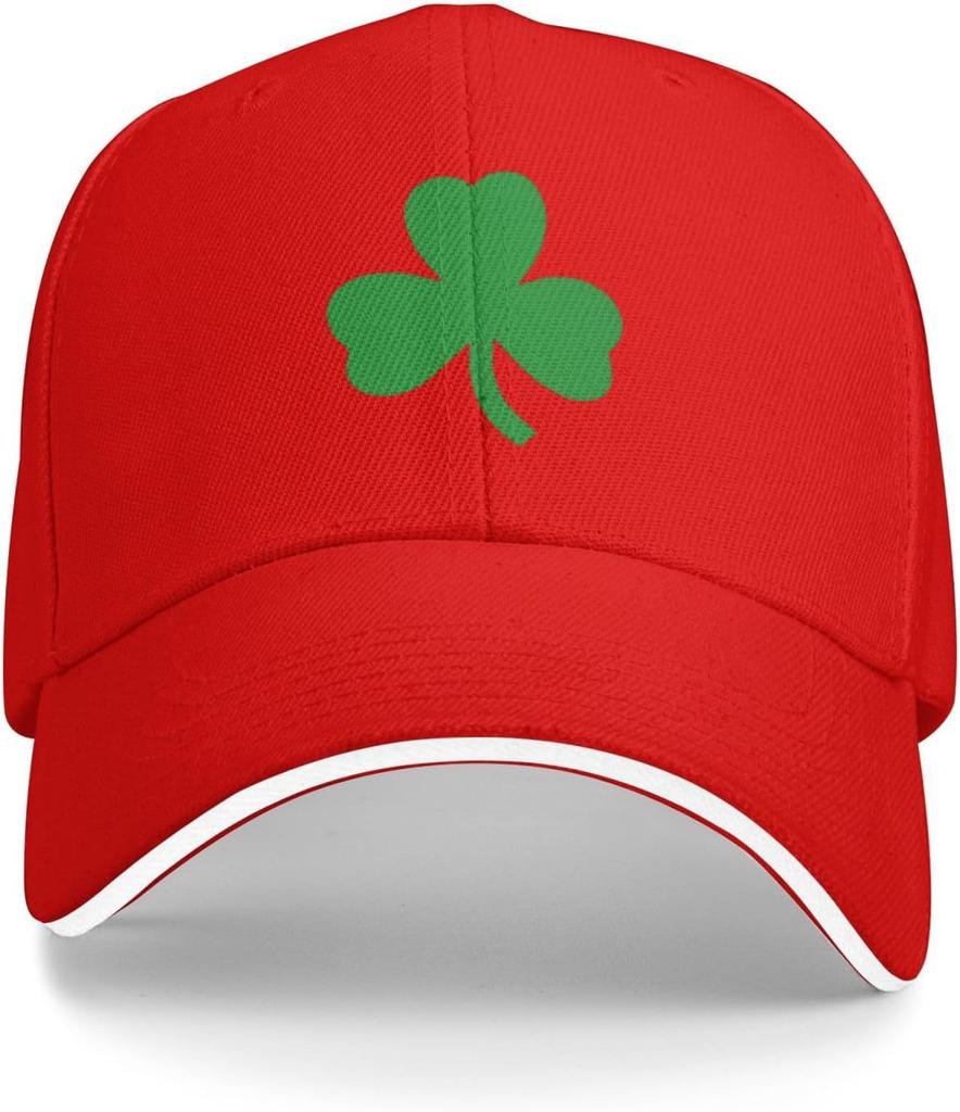 Green Shamrock Baseball Cap Red Adult Polyester Adjustable Outdoor Summer Fashion Hat