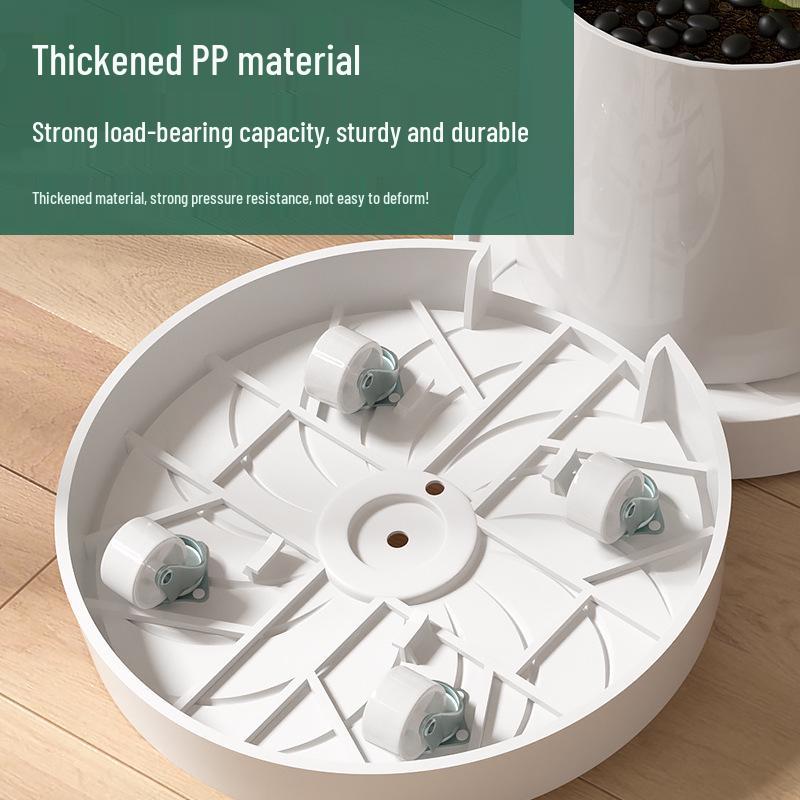 Large Flower Pot Mobile Tray with Hidden Wheels, High Load Capacity, Thickened Plastic
