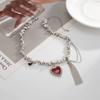 Salircon Gothic Love Heart Pendant Choker Necklace Women Trendy Irregular Geometric CCB Beaded Metal Tassel Chain Party Jewelry