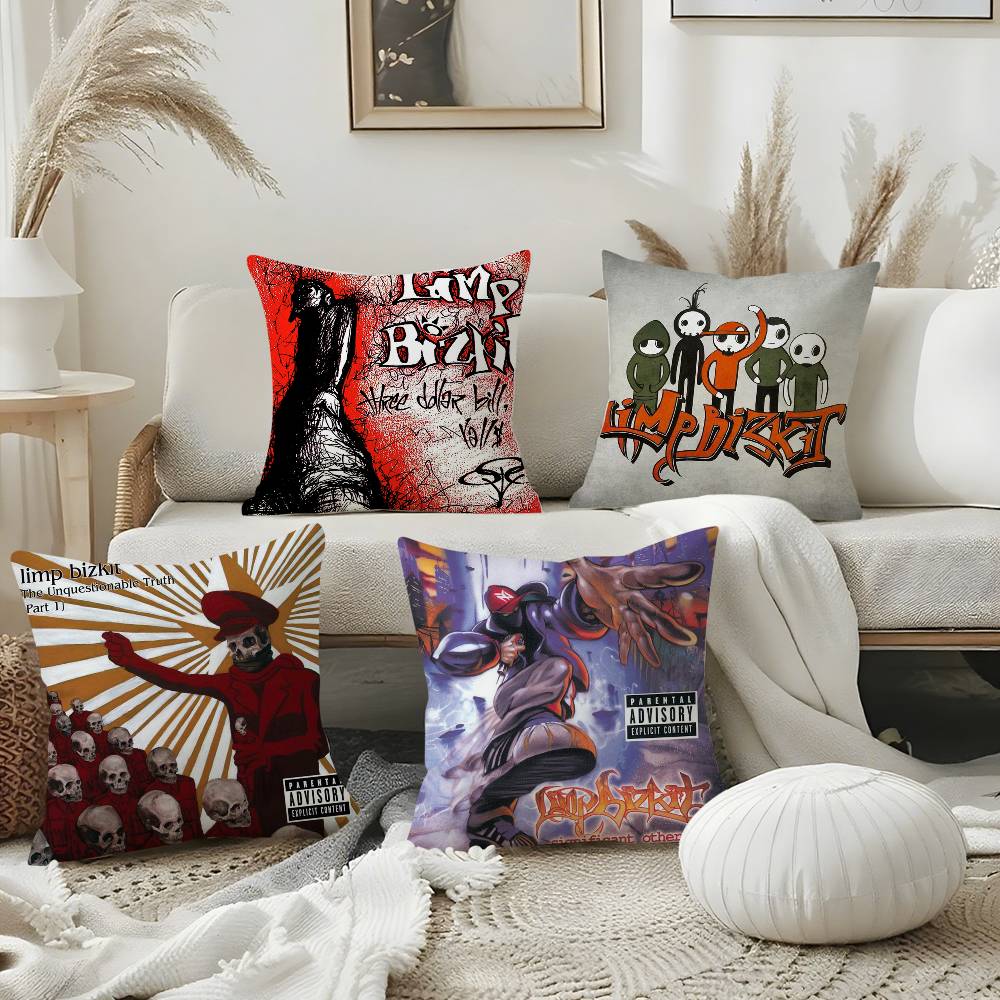 L-Limp Bizkit Music Pillow Case Home Dorm Chair Back Short Plush Double-Sided Printing Office Nap Time Cushion Cover