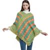 Poncho a maglia stile etnico da donna con nappe, caldo, invernale, con cappuccio, mantello, cardigan