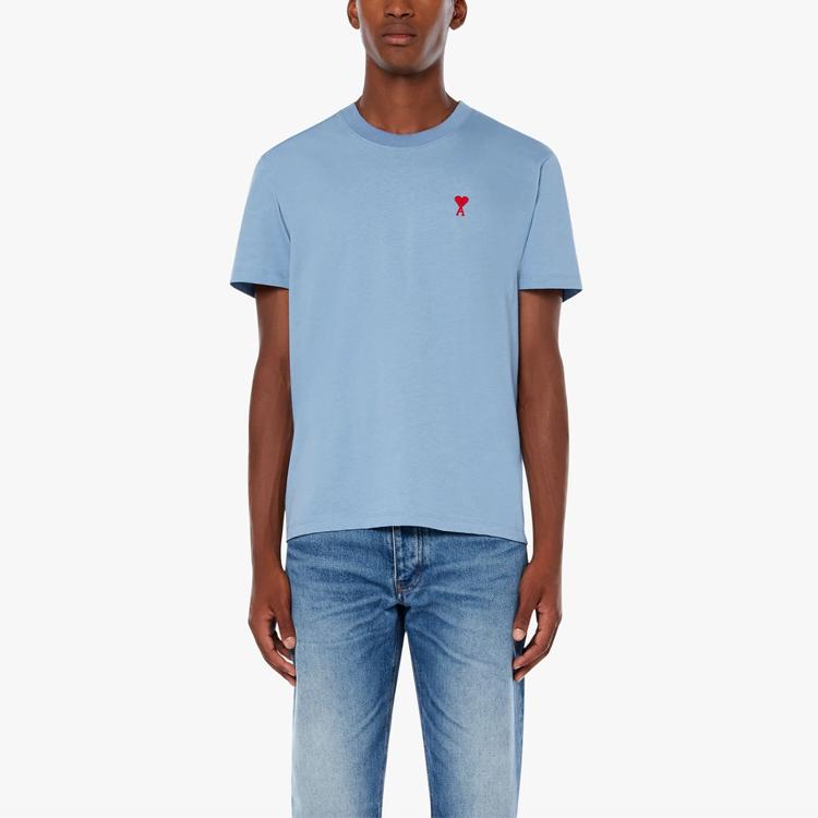 AMIPARIS T-Shirts Men's Light Blue Crew Neck Moderate Straight Fit E21HJ108723-459