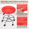 PATIKIL Rolling Desk Stool with PU Leather Round Rolling Desk Stool for Beauty and Office Red Height-Adjustable Casters, Tattoo, Massage, Salon, Spa,