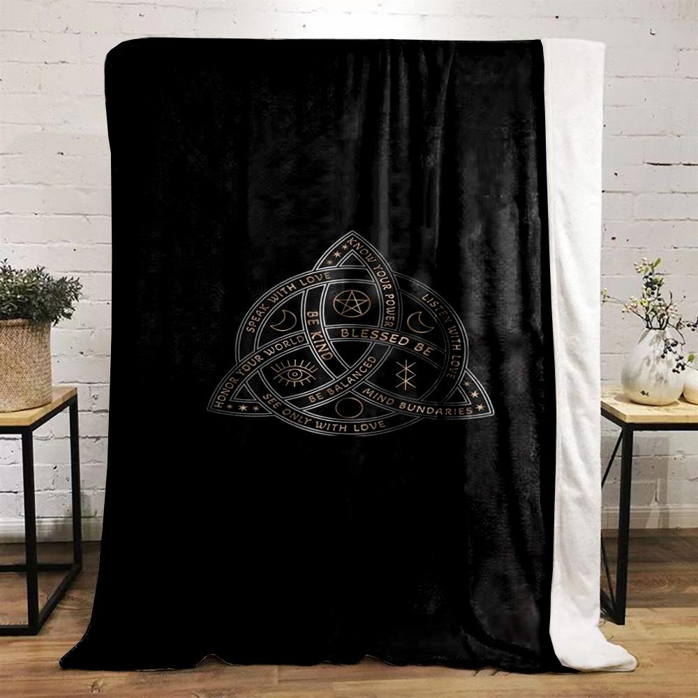 Mystic Triquetra Symbol Design printed Flannel blanket for bedroom, living room, sofa, and nap