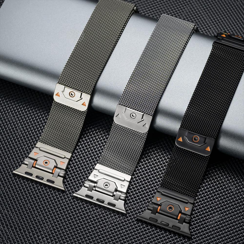 MEN Milanese Loop Strap for Apple Watch Series 10 46mm Ultra 49mm Stainless Steel Band for Series 9 8 7 6 5 4 45mm 44mm Correa