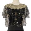Dames Doorzichtige Sequins Kant Bolero Jasje - Bruiloft Sluier Schouder Sjaal.
