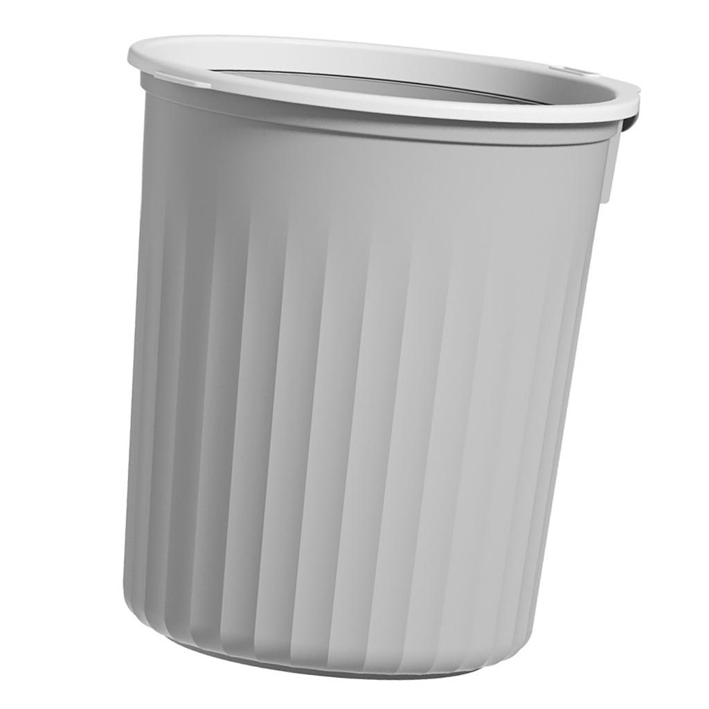 Garbage Container Bin Round Shaped Large Capacity Trash Can with Pressing Ring for Household Gray Small 8L