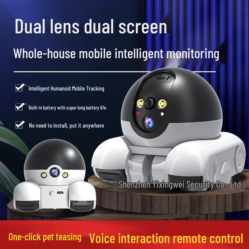 

Dual-Screen HD Laser Pet Teasing Camera 4G Smart Home Monitoring Robot WiFi Dual-Screen HD