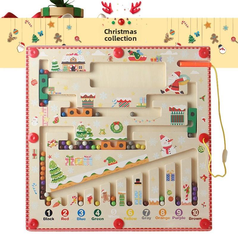 Holzfarbenerkennung Pädagogisches Spielzeug Labyrinth mit magnetischem Zählbrett für Kinder zum Lernen