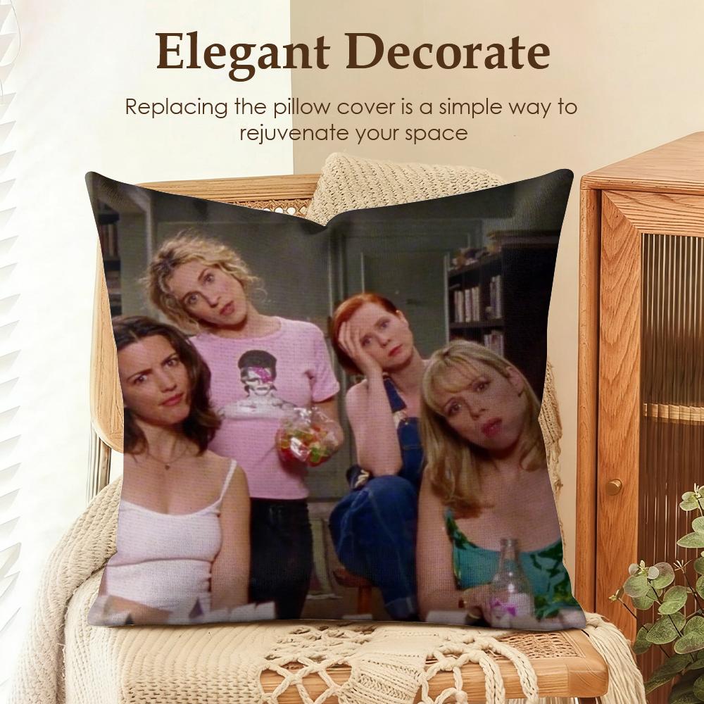 TV SSex and the City Cushion Cover Natural Linen Organic Fabric DoubleSided Printing Sofa Home Decor Gift Pillow Case