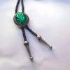 Korean Style Men's Retro Gemstone Bolo Tie Necklace with Leather Rope