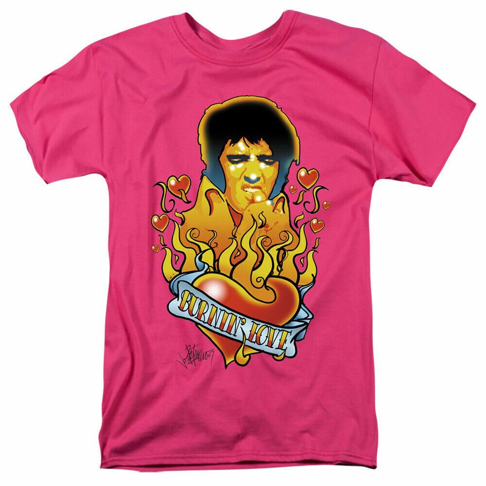 

26 Elvis Presley Burning Love T Shirt Mens Licensed The King Tee Hot Pink Unisex T-Shirt XXXL