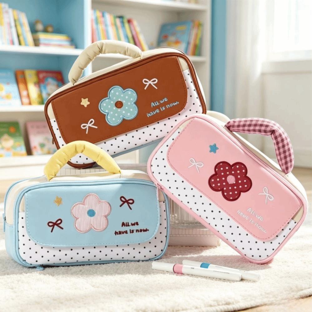 Multi-Layer Stationery Bag Large Capacity Storage Bag Handheld Design Pencil case  Student Use
