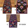 Linen Skull Table Runner Skeleton Tablecloth Banquet Tablecover  Day of The Dead