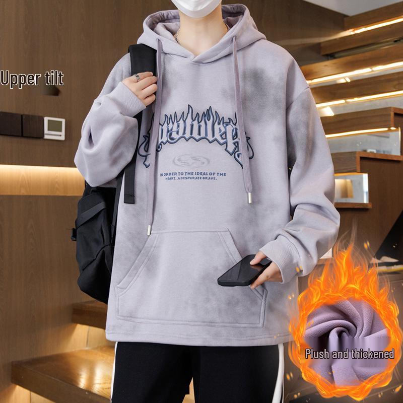 Autumn/Winter Teen Hoodie for Boys, Ages 12-16, Plus Velvet, Thick and Warm