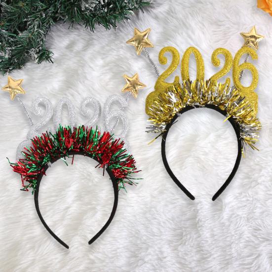 New Year Eve Party Supplies 2026 Glitter Tinsel Headband And Glasses Set for Happy New Year Party Celebration