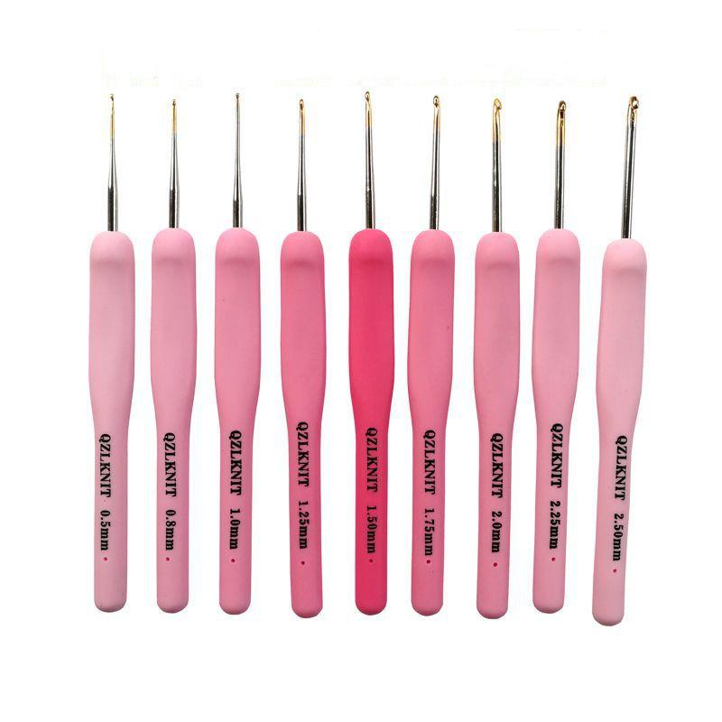 

9 шт./компл. Ручка розового крючка набор алюминиевых спиц 1,0-10 мм пряжа для вязания крючком средней толщины швейные инструменты набор