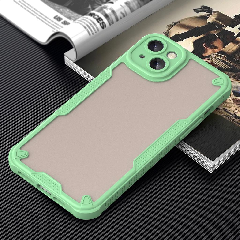 Armor Series For iPhone 15 Case PC+TPU Semi-Transparent Frosted Finish Protective Phone Cover