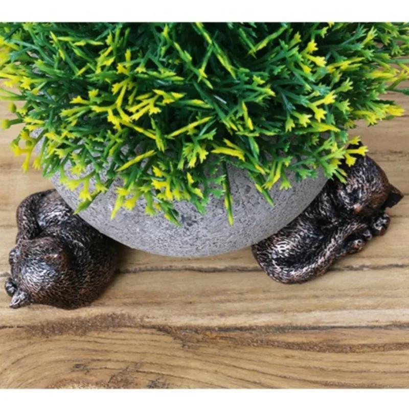 3Pcs Flower Pot Feet Stand Animal Shape Cat Dog Rabbit Plant Pots Risers Pad Outdoor Garden Resin Pot Foot Plant Bonsai Holders