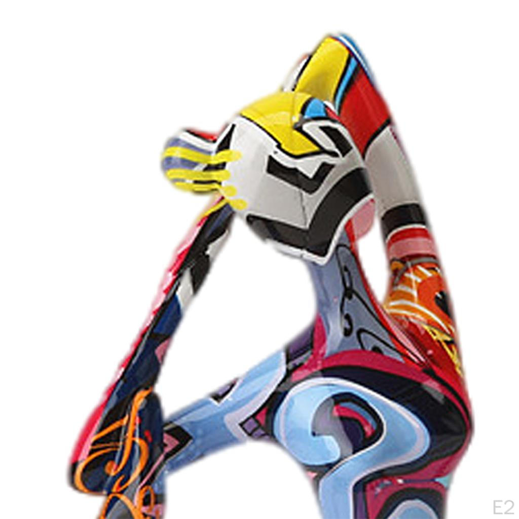 Ornament Statue Yoga Women Pose Figurine Graffiti Sculpture Indoor Garden Home Decor