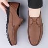 Fashion Brown Leather Men Shoes Fashion Formal Men Shoes Moccasins Italian Breathable Male Driving Shoes Black Plus Size 38-47